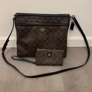 Coach Crossbody Satchel Purse + Wristle Wallet